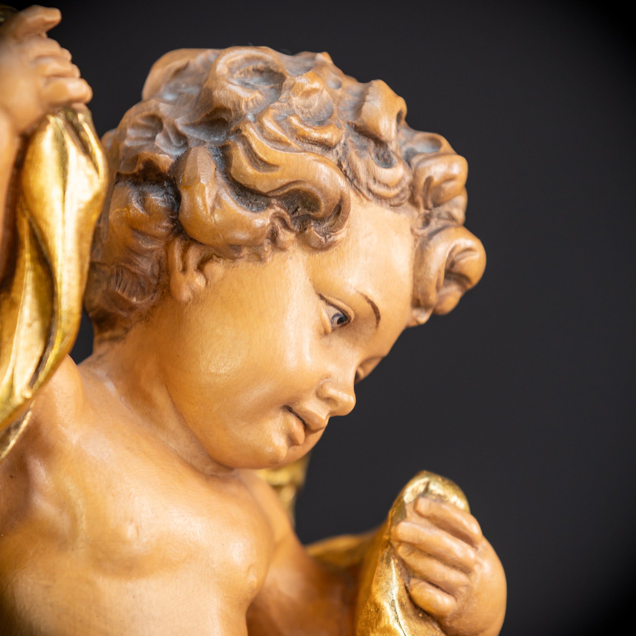 Angel Italian Wooden Sculpture | Mid 1900s Vintage | 10.2 inches (26 cm)