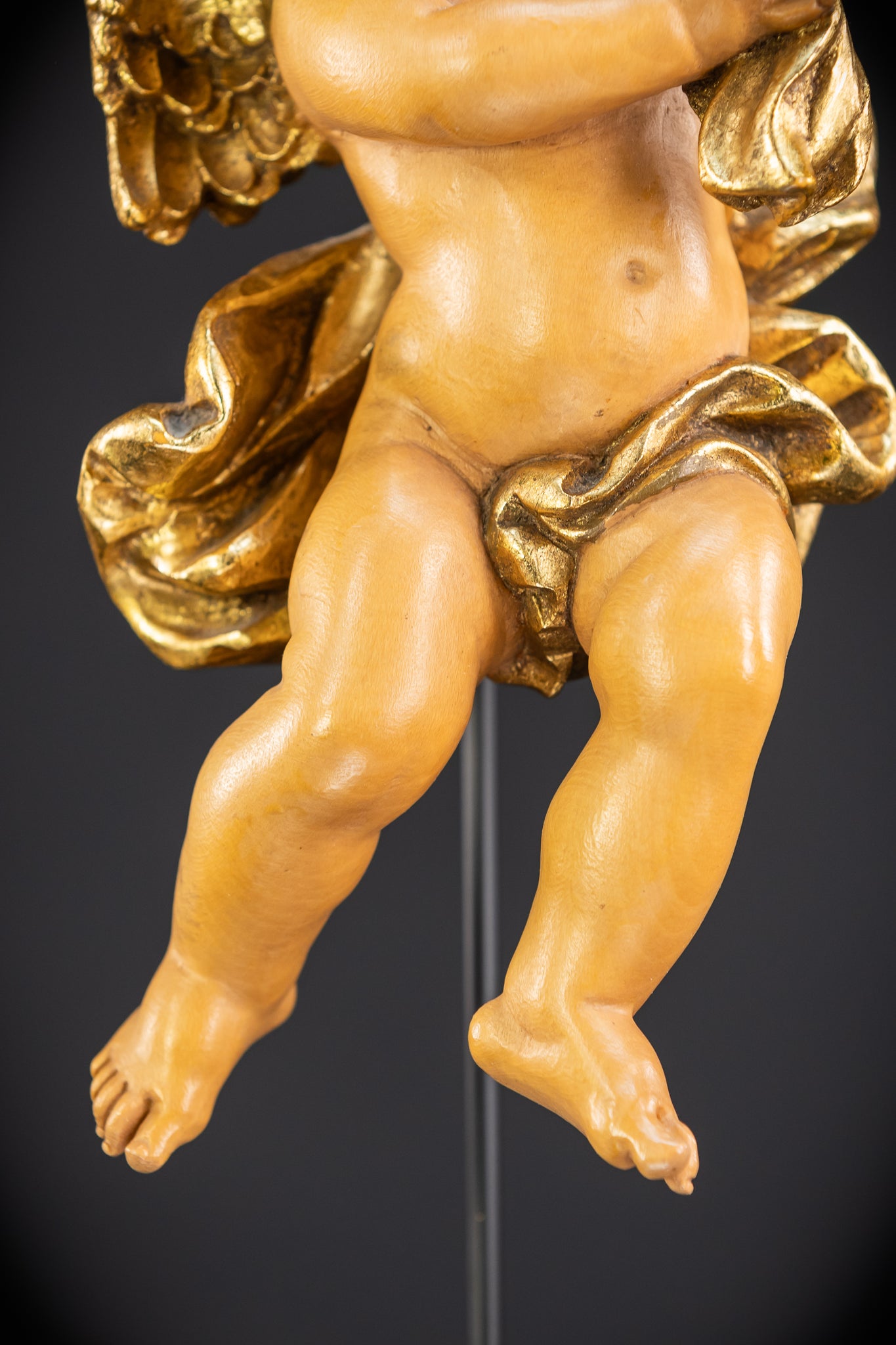 Angel Italian Wooden Sculpture | Mid 1900s Vintage | 10.4 inches (26.5 cm)