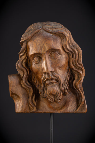 Antique 19th C Jesus Wood Carving Sculpture |  7.3" / 18.5 cm 