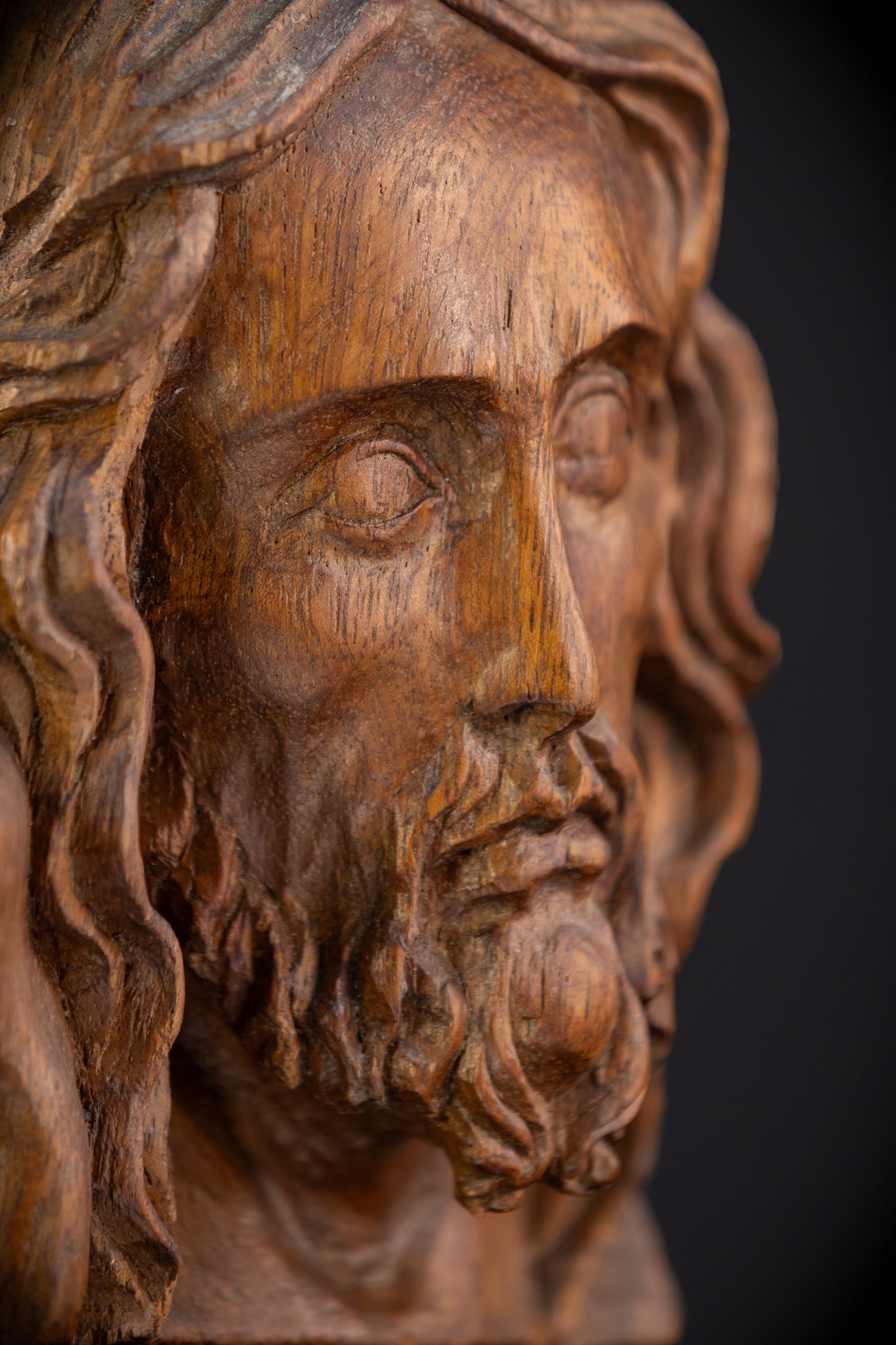 Jesus Christ Wood Carving Sculpture | 1800s Antique | 7.3" / 18.5 cm