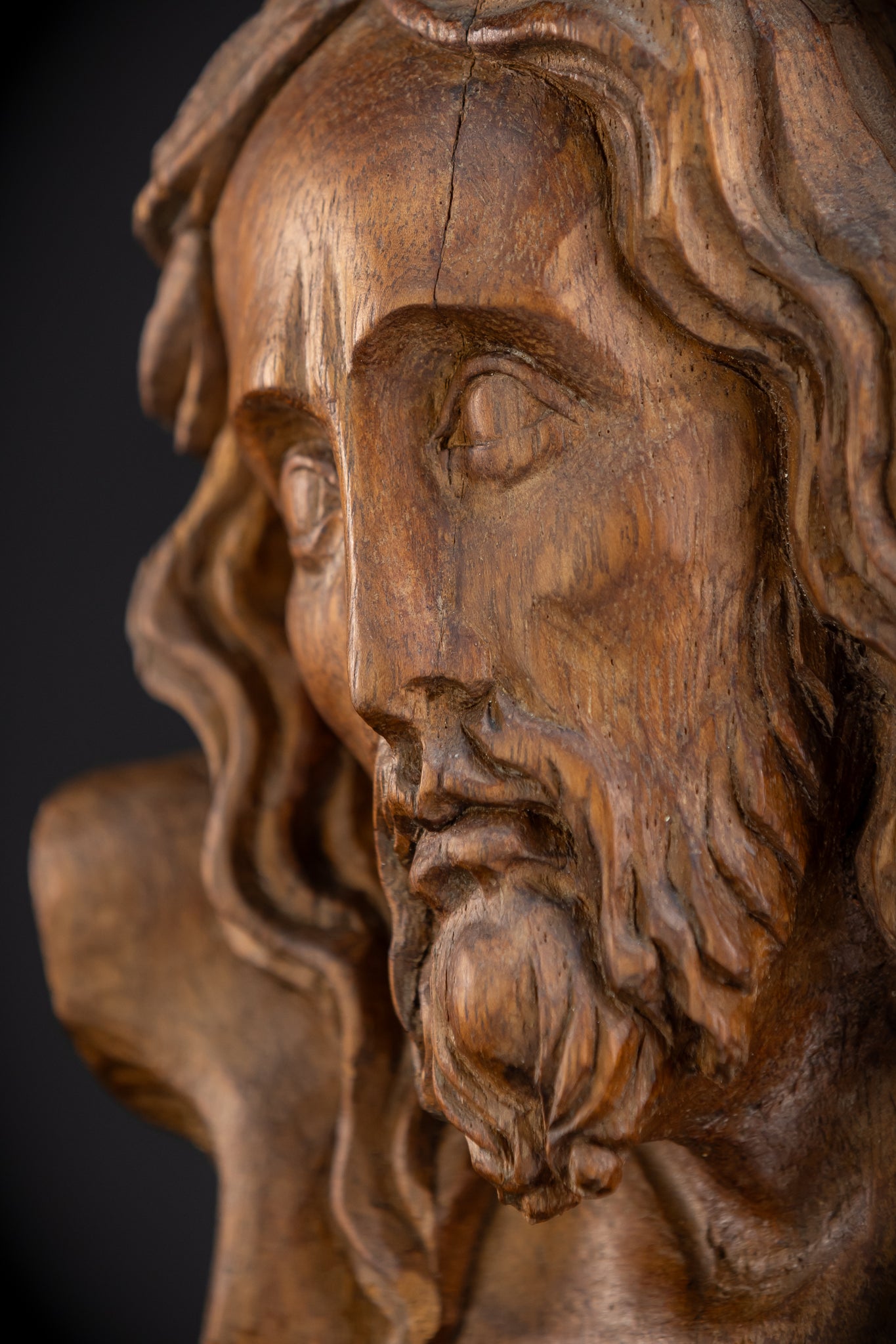 Jesus Christ Wood Carving Sculpture | 1800s Antique | 7.3" / 18.5 cm