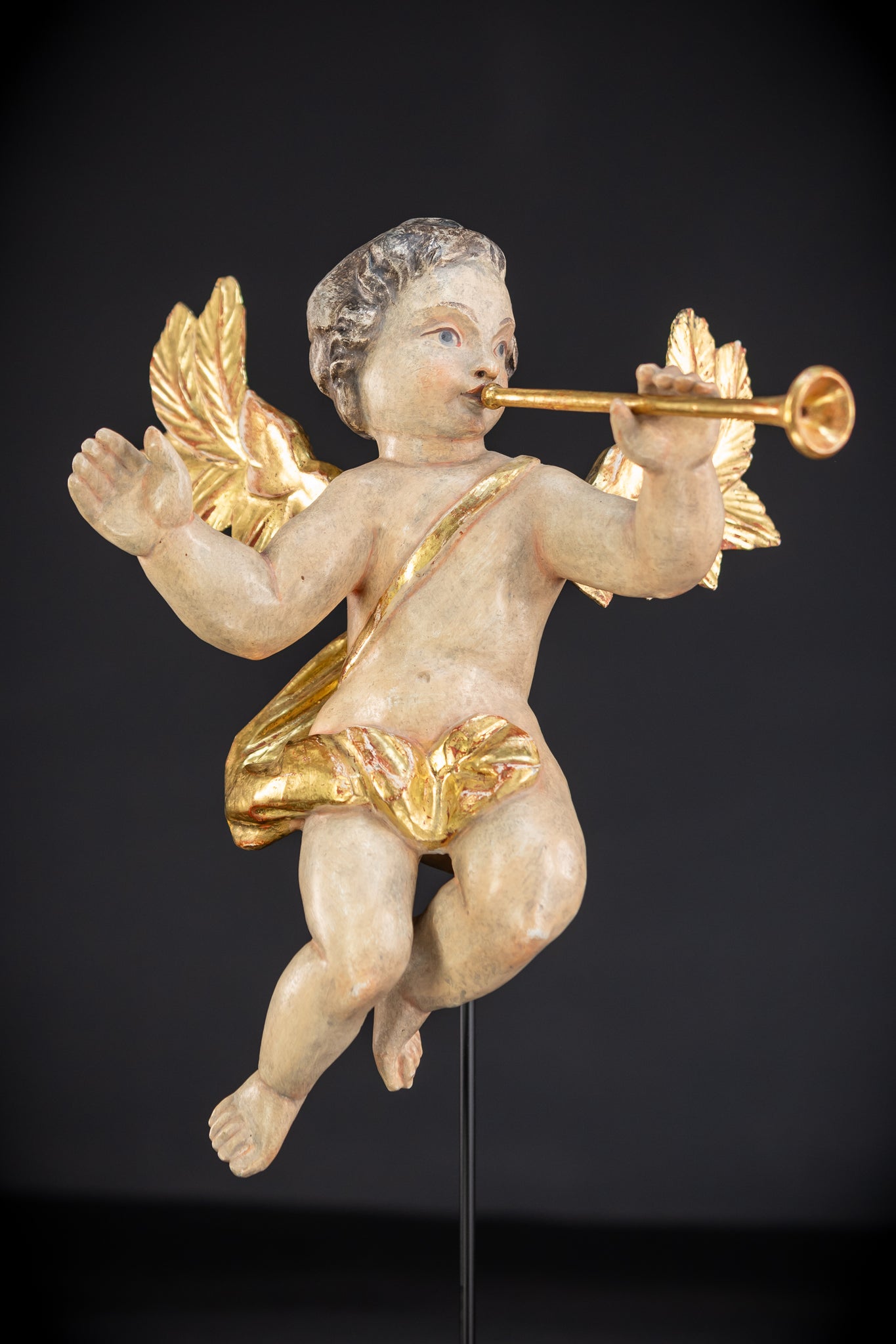  Wood Carving Angel Statue | Vintage 12.4" / 31.5 cm