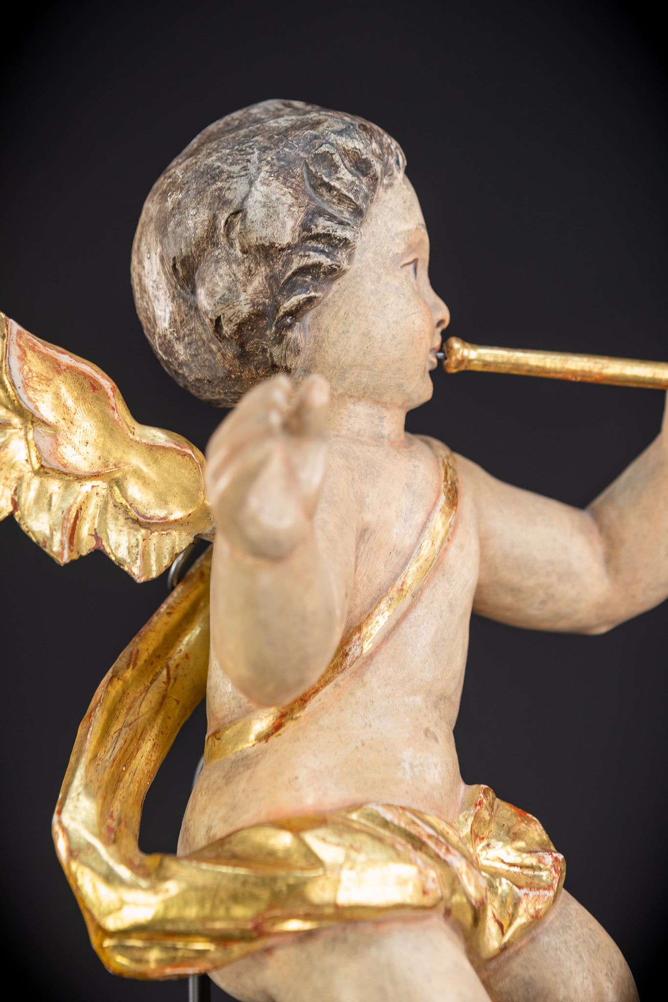 Angel Wood Carving Statue | mid 1900s Vintage | 12.4" / 31.5 cm