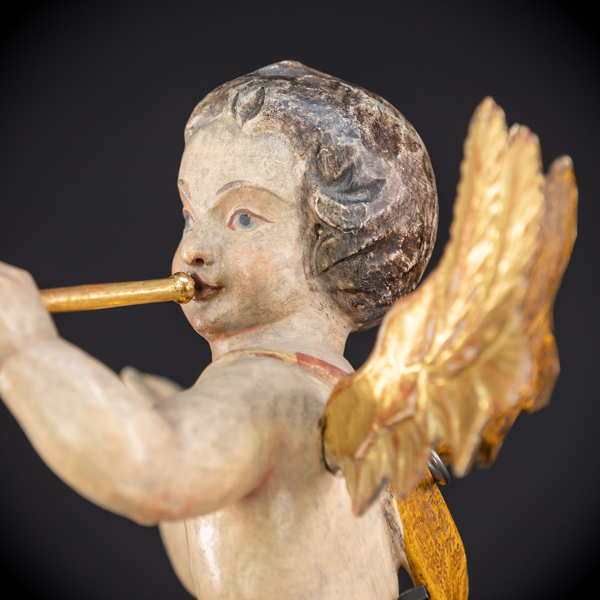 Angel Wood Carving Statue | mid 1900s Vintage | 12.4" / 31.5 cm