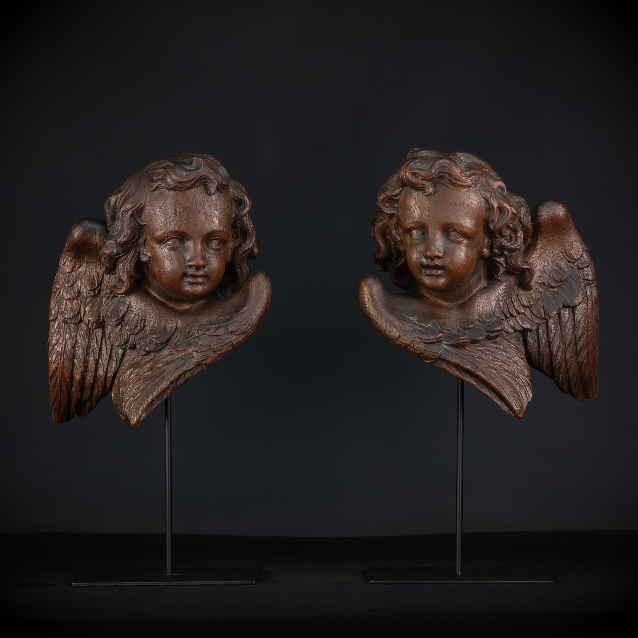 Angel Sculpture A Wood Carved | 1700s Antique | 13" / 33cm