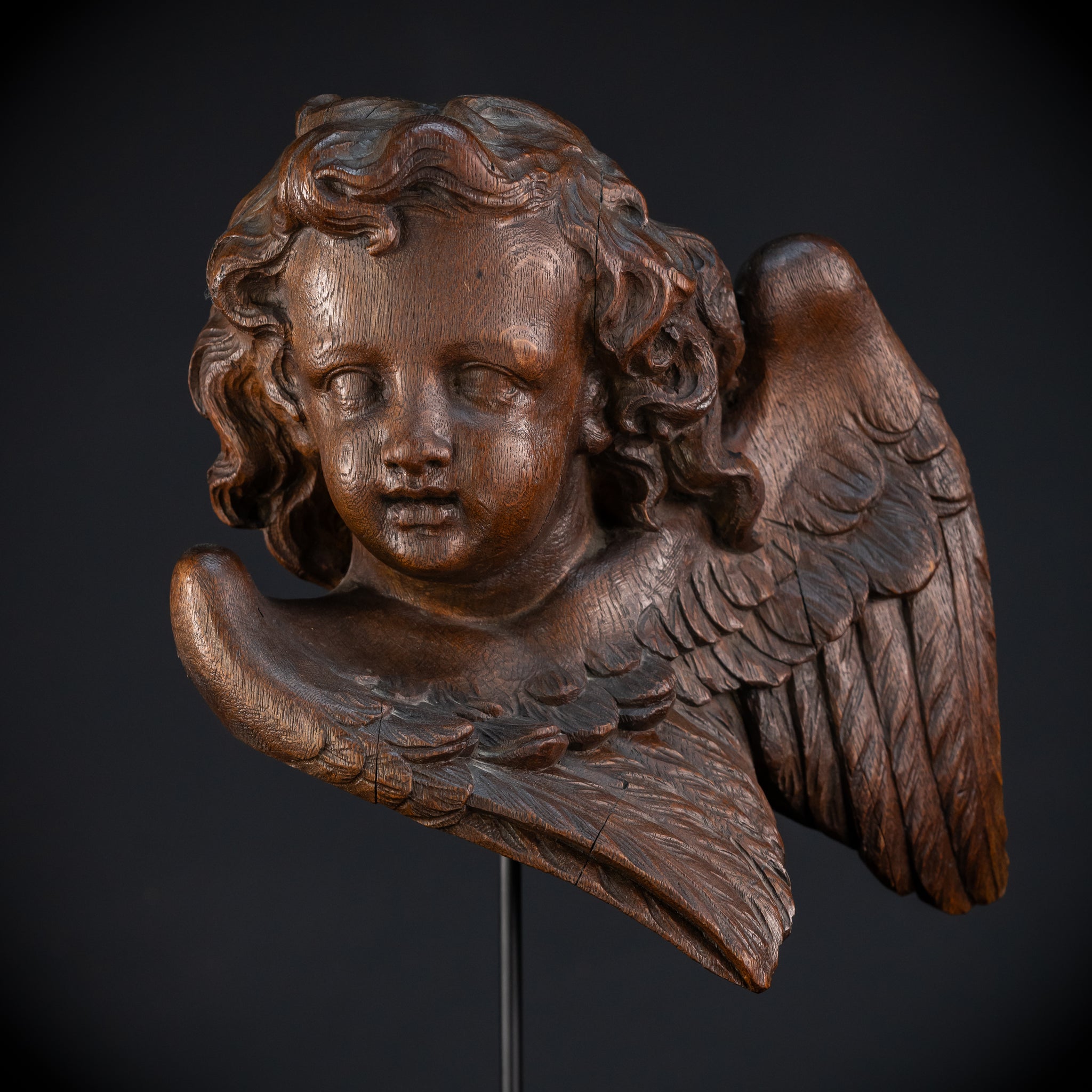  Angel Sculpture B | 1700s Wooden 12.2" / 31 cm