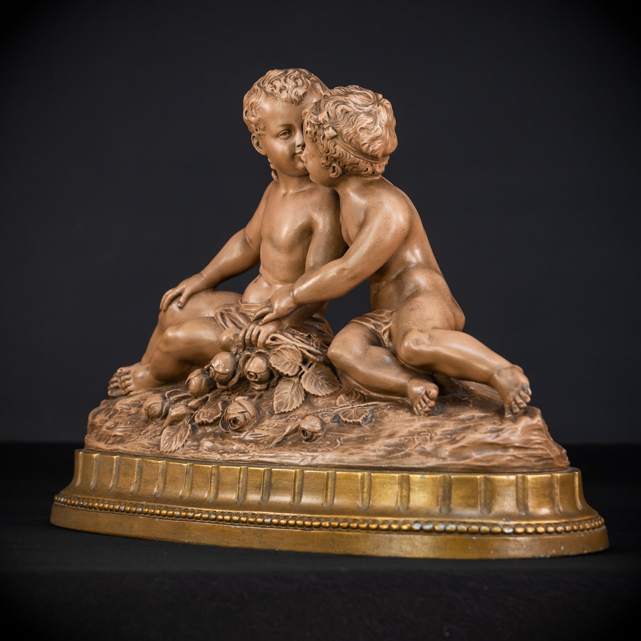 Putti Terracotta Sculpture | Signed H Heusers | Early 1900s Antique | 18.9" / 48 cm