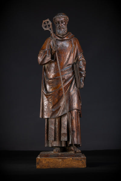 St Benedict of Nursia Wooden Sculpture | 27.2"/ 69 cm 