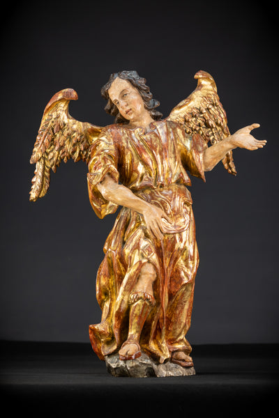  St Michael The Archangel Wood Carving | 1700s Antique | 20.8" / 58.5 cm