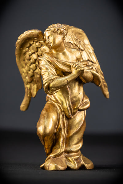 Baroque Angel Sculpture | 1700s Antique Wood | 8.3" / 21 cm