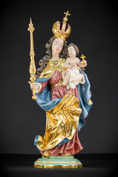  Virgin Mary with Child Jesus Wooden Sculpture | 26” / 66 cm
