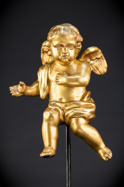 Angel Sculpture B | Carved Putto 1800s 13.2" / 33.5 cm