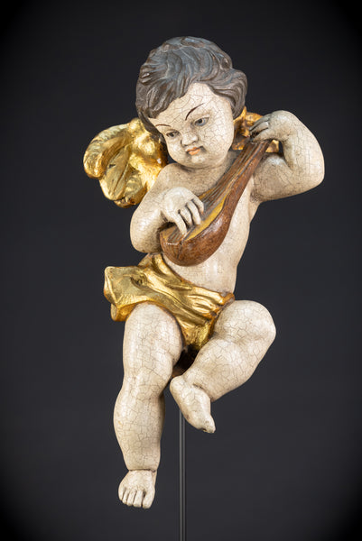 Wood Carving Angel Statue | Vintage 16.2" / 41 cm