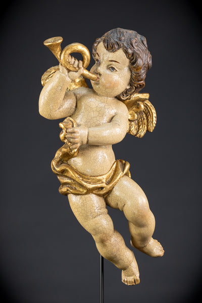 Wood Carving Angel Statue | Vintage 15.2" / 38.5 cm