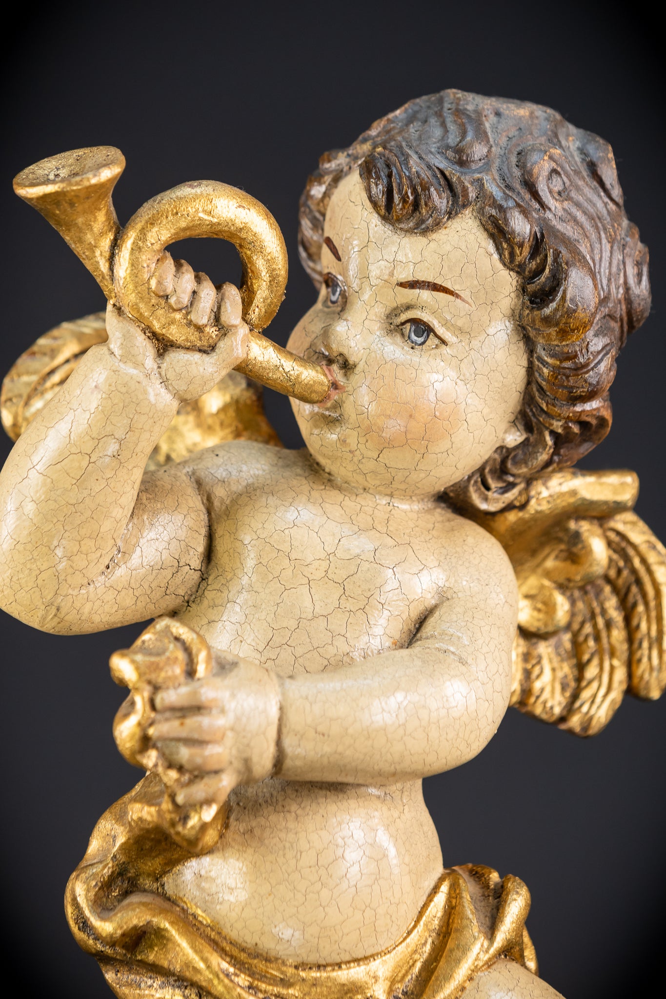 Wood Carving Angel Statue | Vintage 15.2" / 38.5 cm