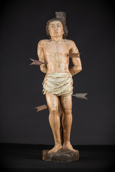 Saint Sebastian Wooden Sculpture | 1600s Antique | 27.8” / 70.5 cm 