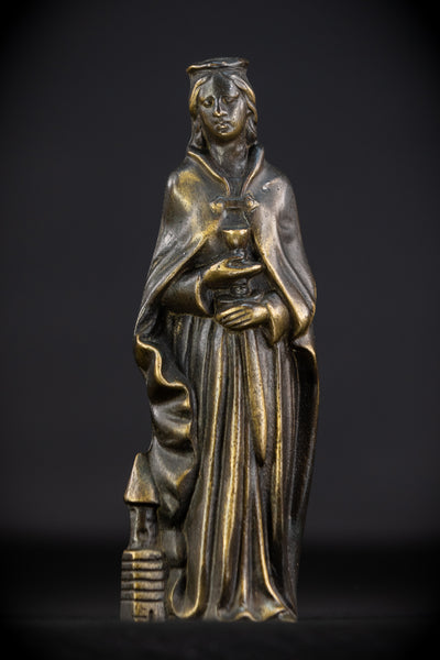 St Barbara Bronze Statue | 1800s Antique | 7.7"
