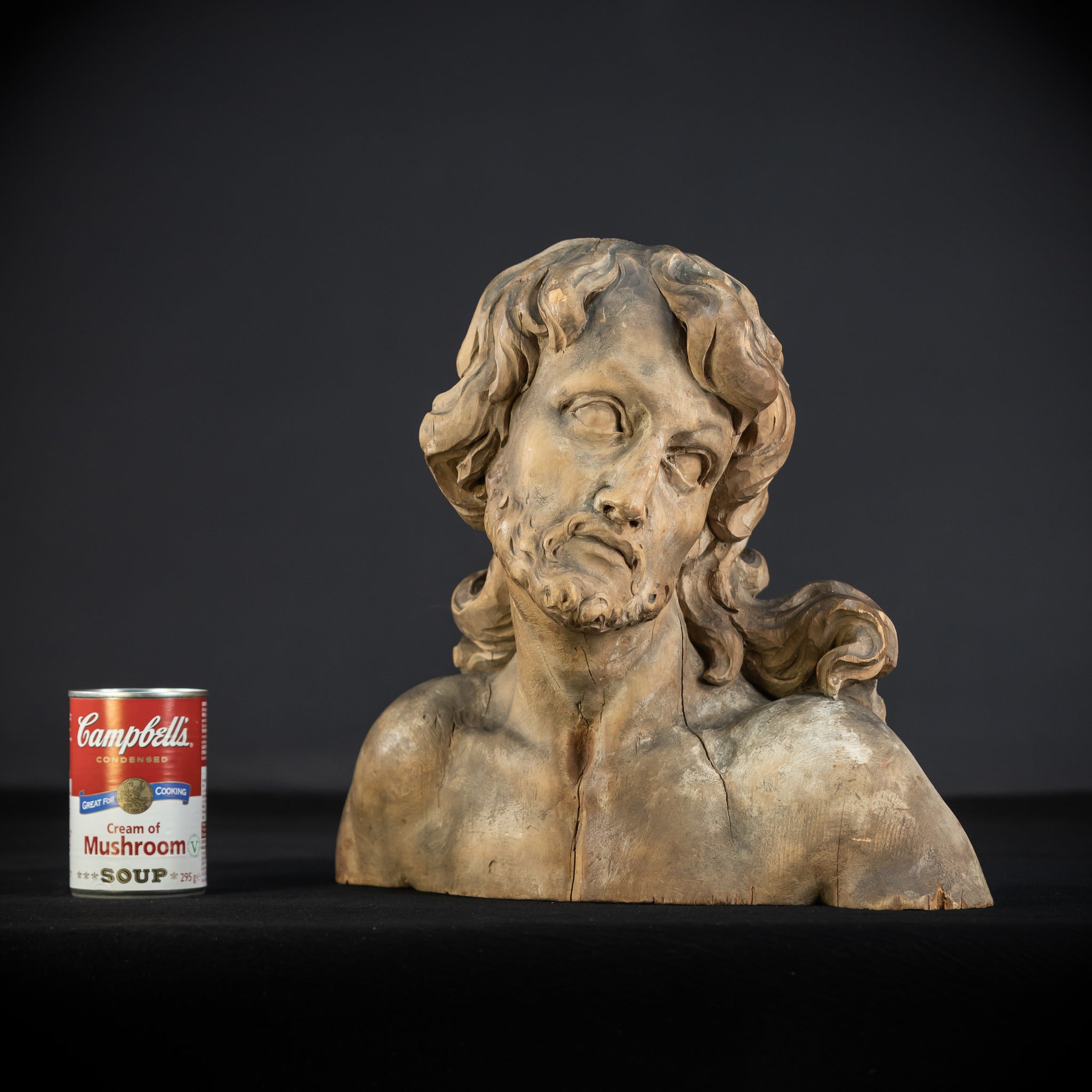 Jesus Bust Wood Carving | 16th Century Mannerism | 15" / 32.5 cm