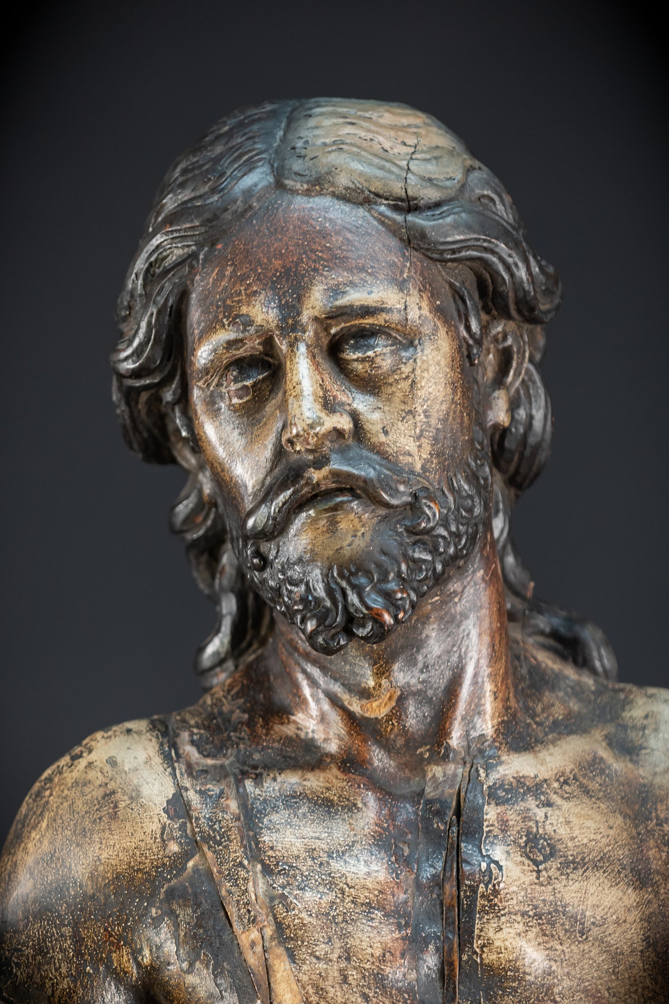 Jesus Christ Torso Wood Carving | Italy 1500s Antique | 25.2"