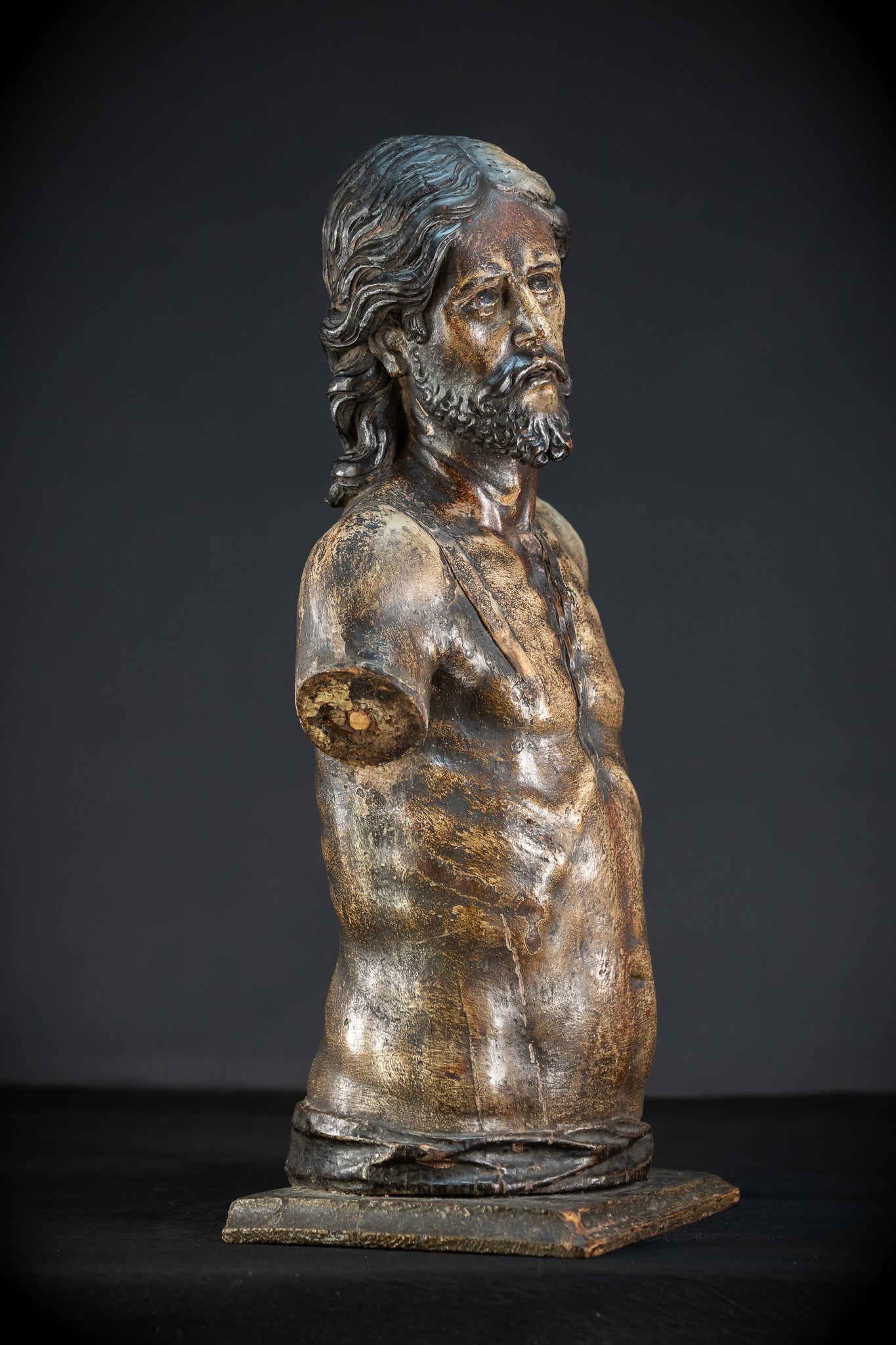 Jesus Christ Torso Wood Carving | Italy 1500s Antique | 25.2"
