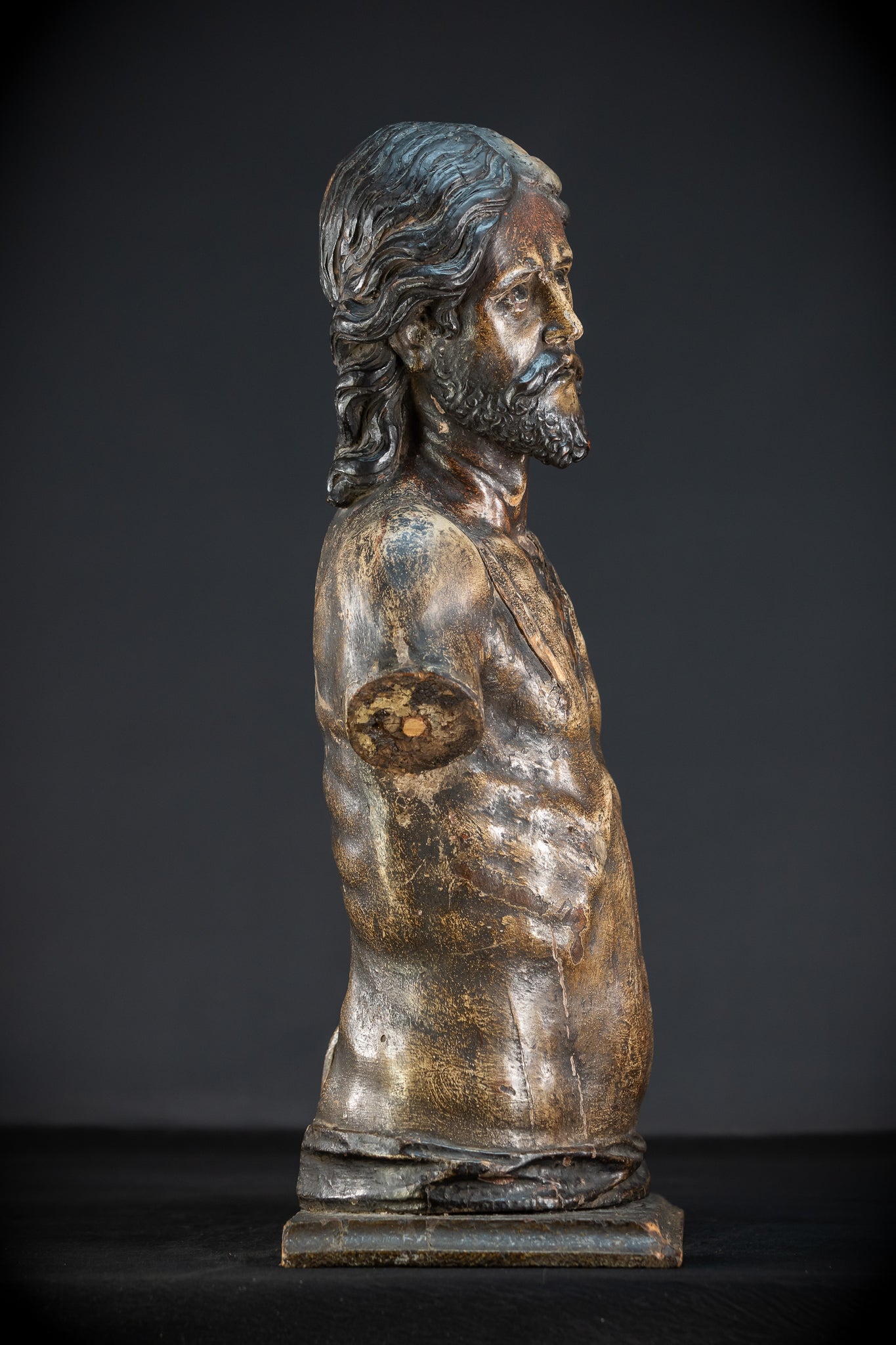 Jesus Christ Torso Wood Carving | Italy 1500s Antique | 25.2"