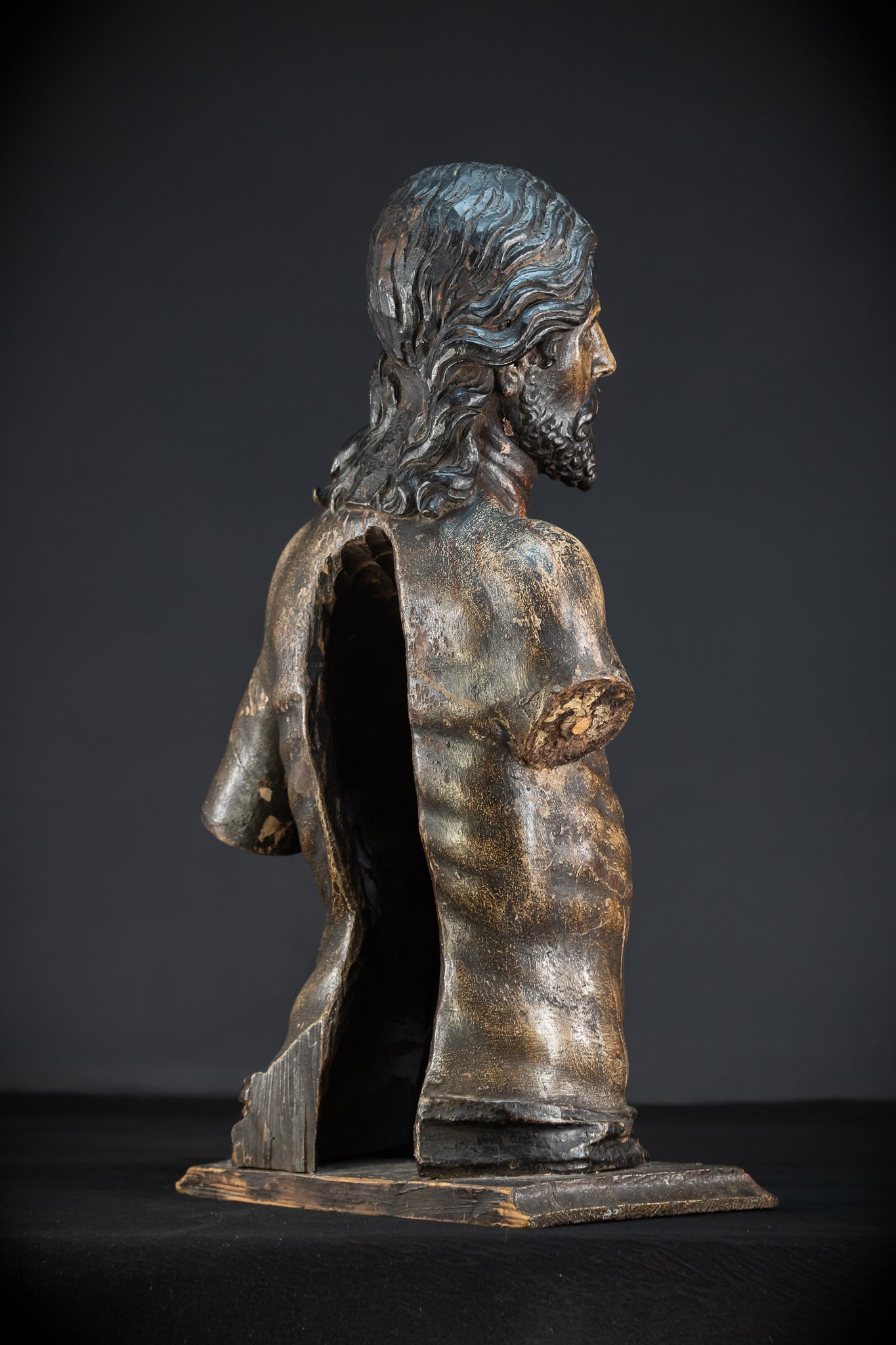 Jesus Christ Torso Wood Carving | Italy 1500s Antique | 25.2"