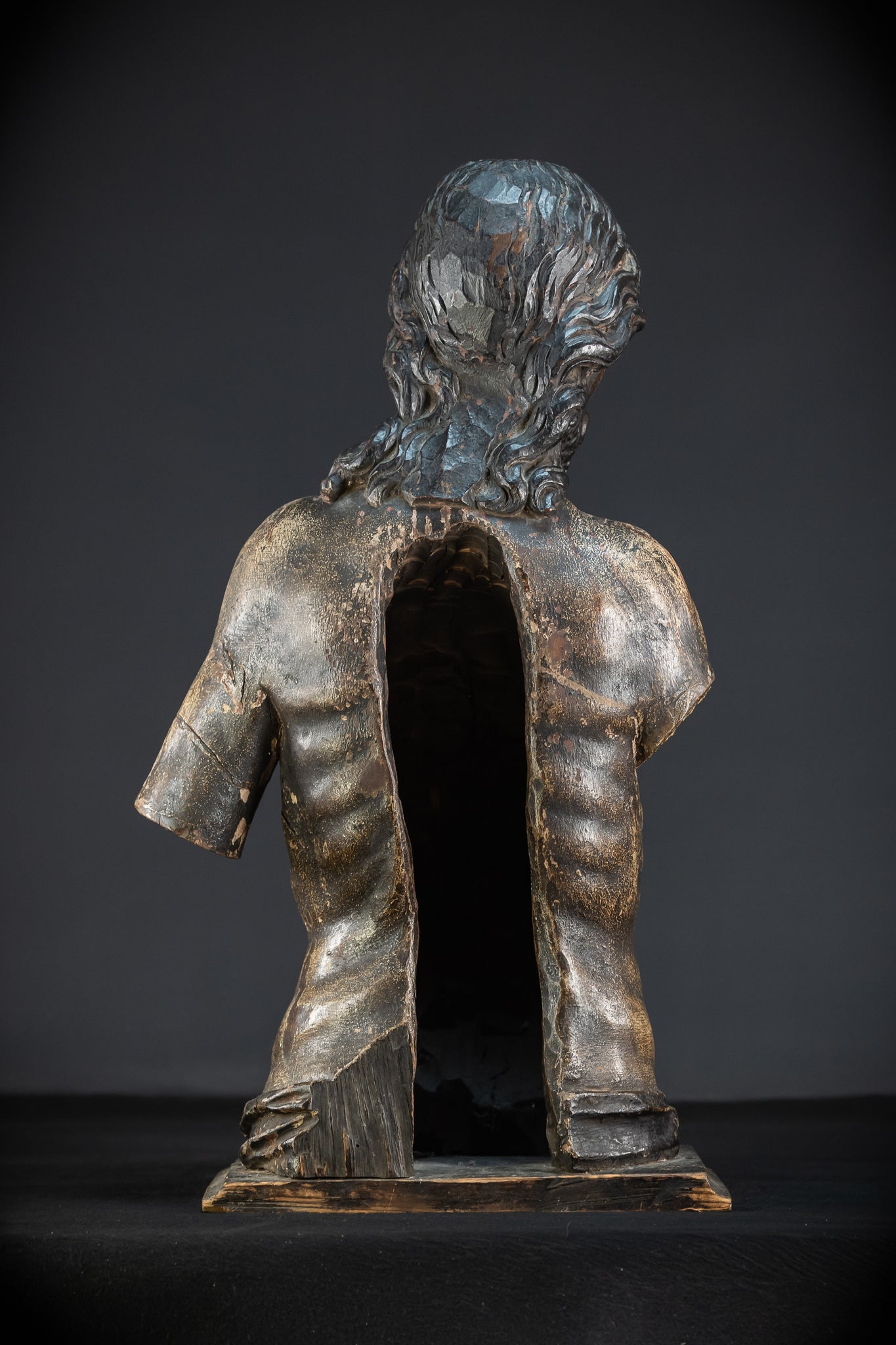 Jesus Christ Torso Wood Carving | Italy 1500s Antique | 25.2"