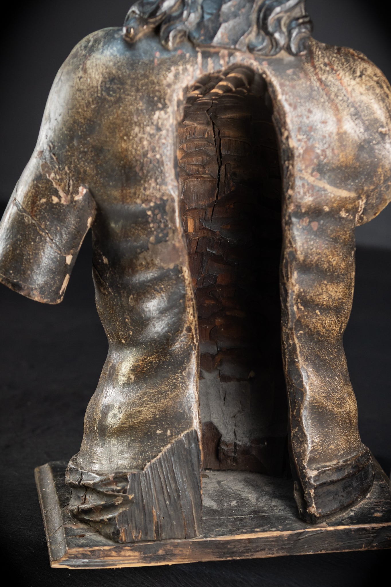 Jesus Christ Torso Wood Carving | Italy 1500s Antique | 25.2"