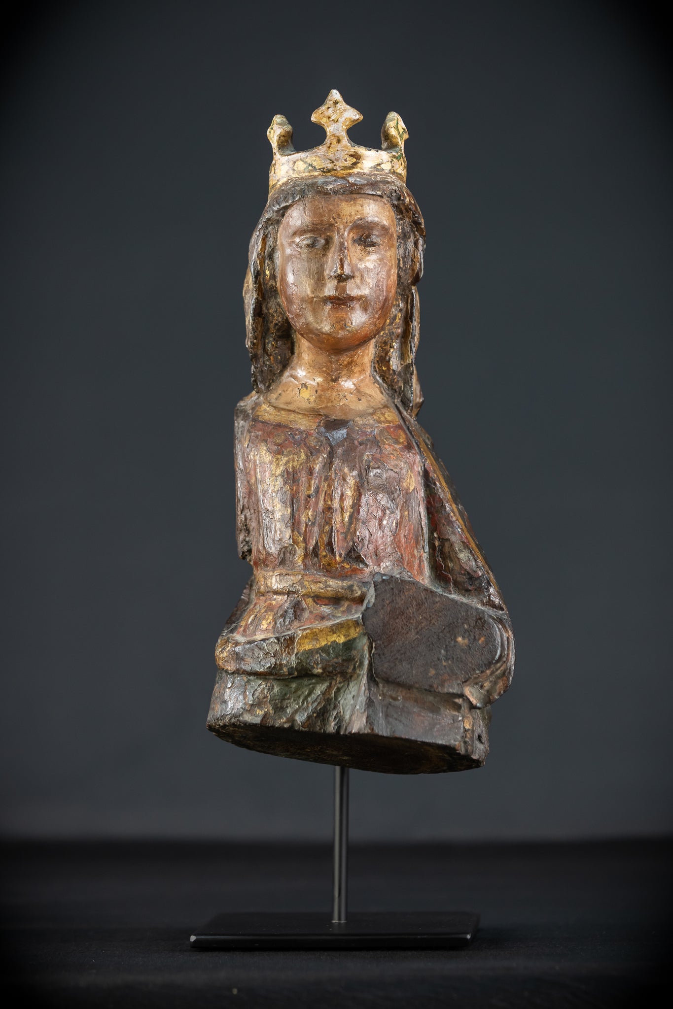 Saint Barbara Wooden Torso Sculpture | 1600s Antique