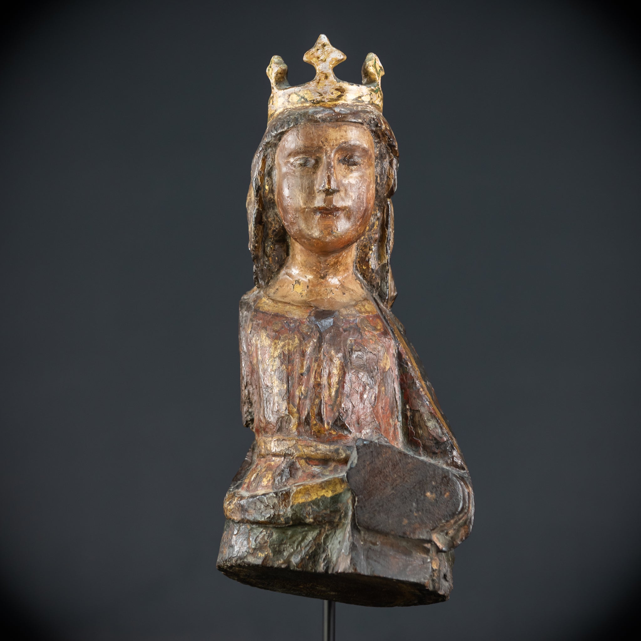 Saint Barbara Wooden Torso Sculpture | 1600s Antique