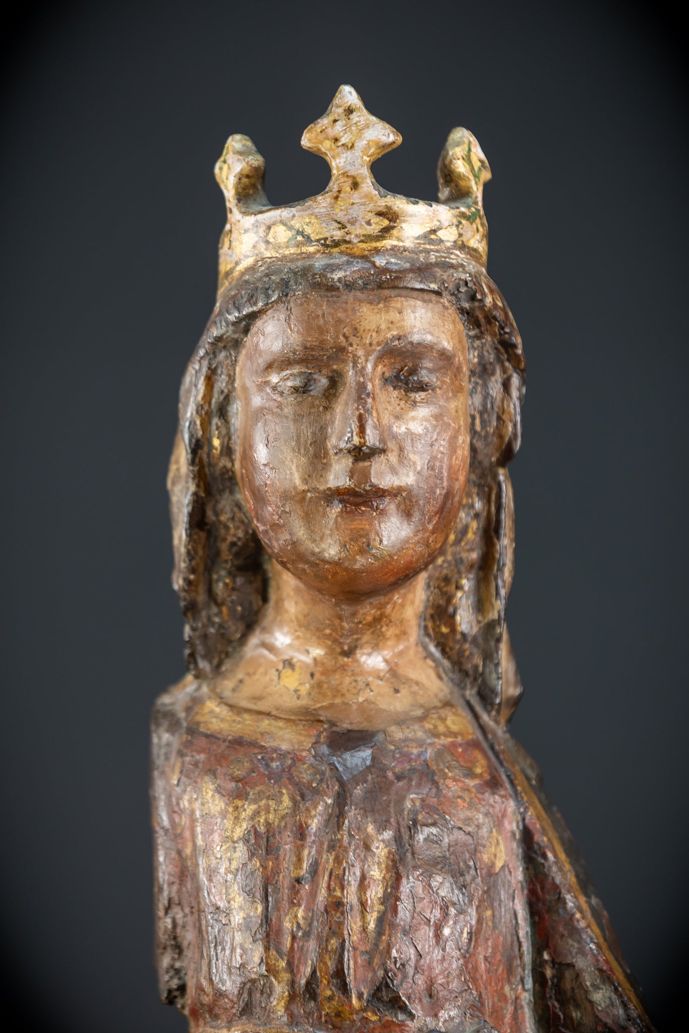 Saint Barbara Wooden Torso Sculpture | 1600s Antique