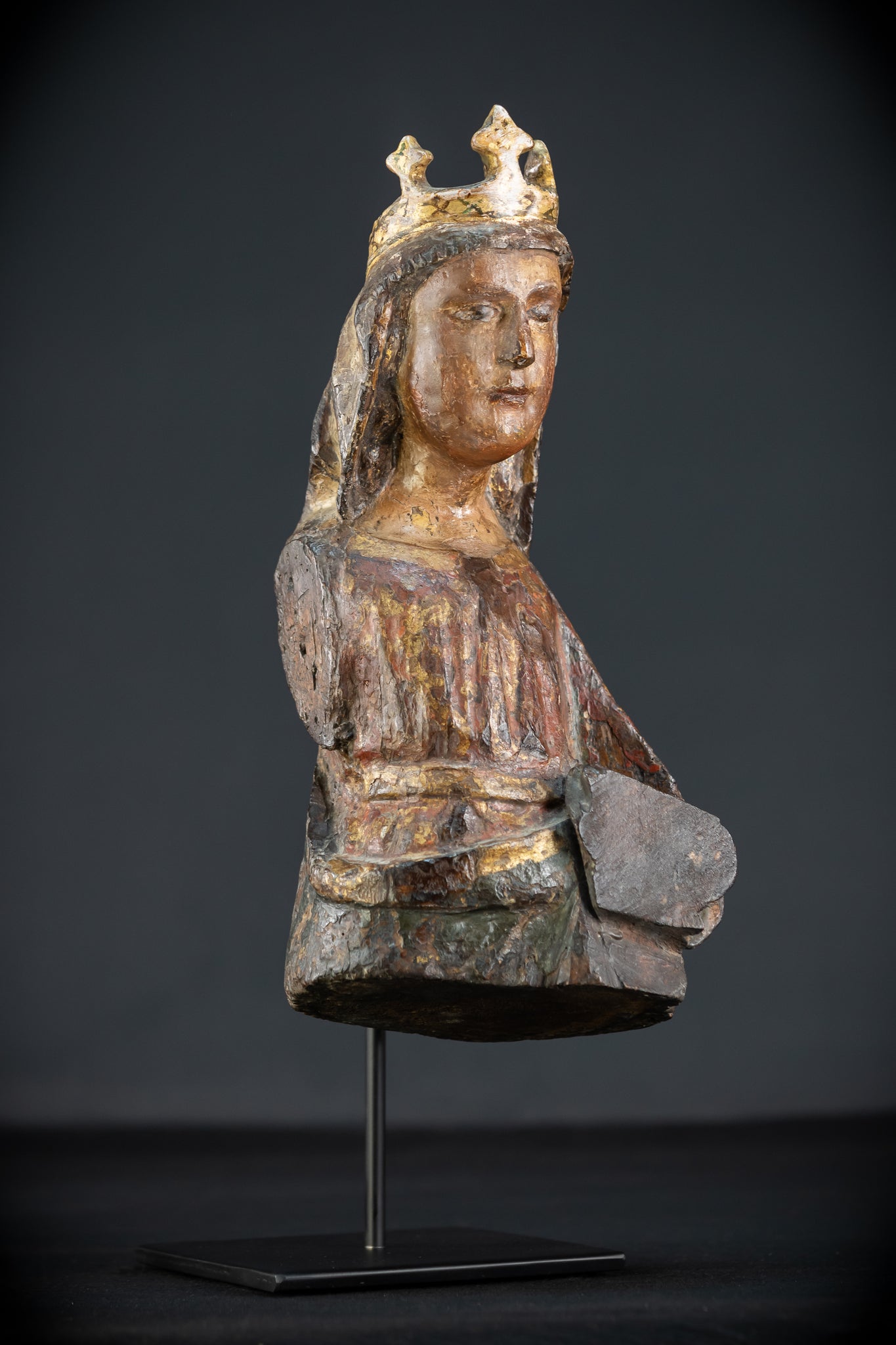 Saint Barbara Wooden Torso Sculpture | 1600s Antique