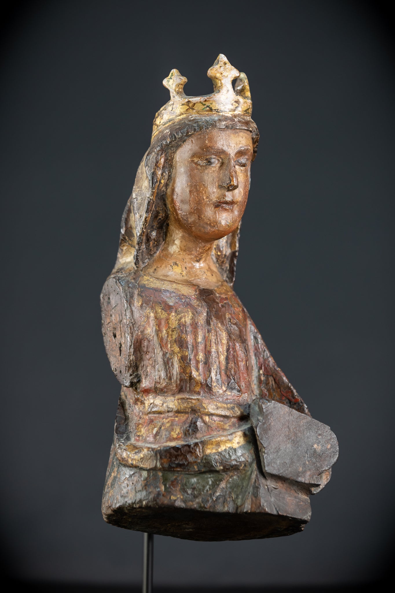 Saint Barbara Wooden Torso Sculpture | 1600s Antique