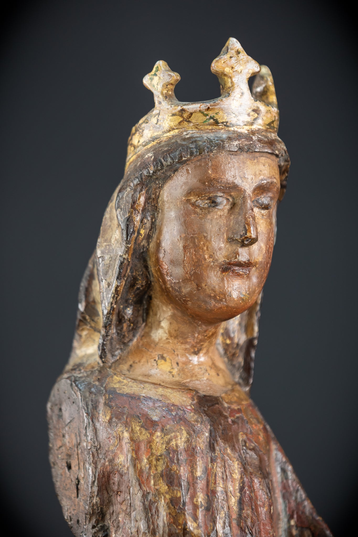 Saint Barbara Wooden Torso Sculpture | 1600s Antique