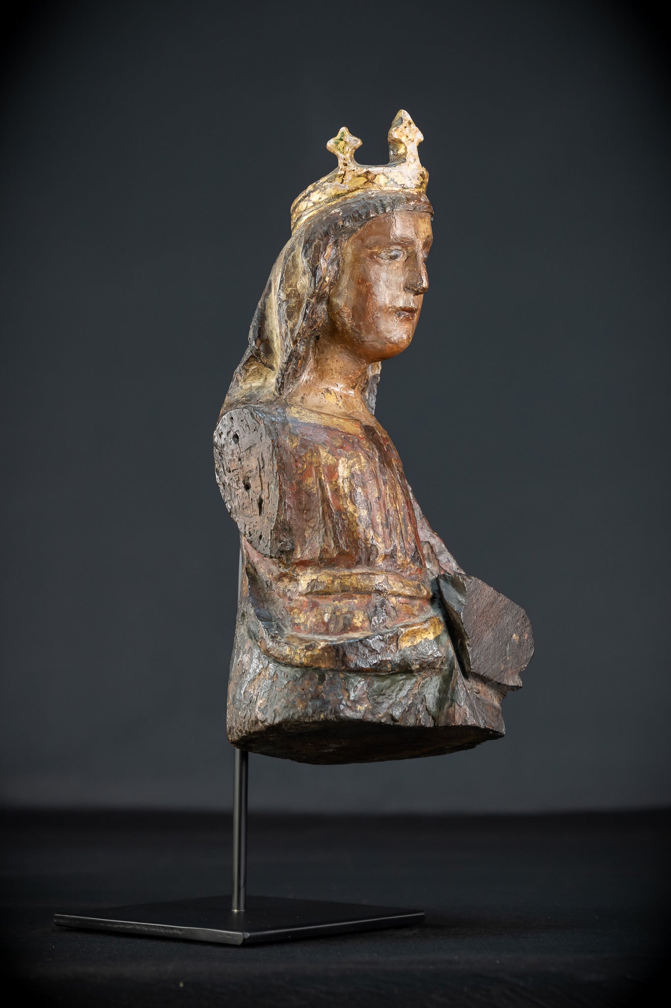 Saint Barbara Wooden Torso Sculpture | 1600s Antique