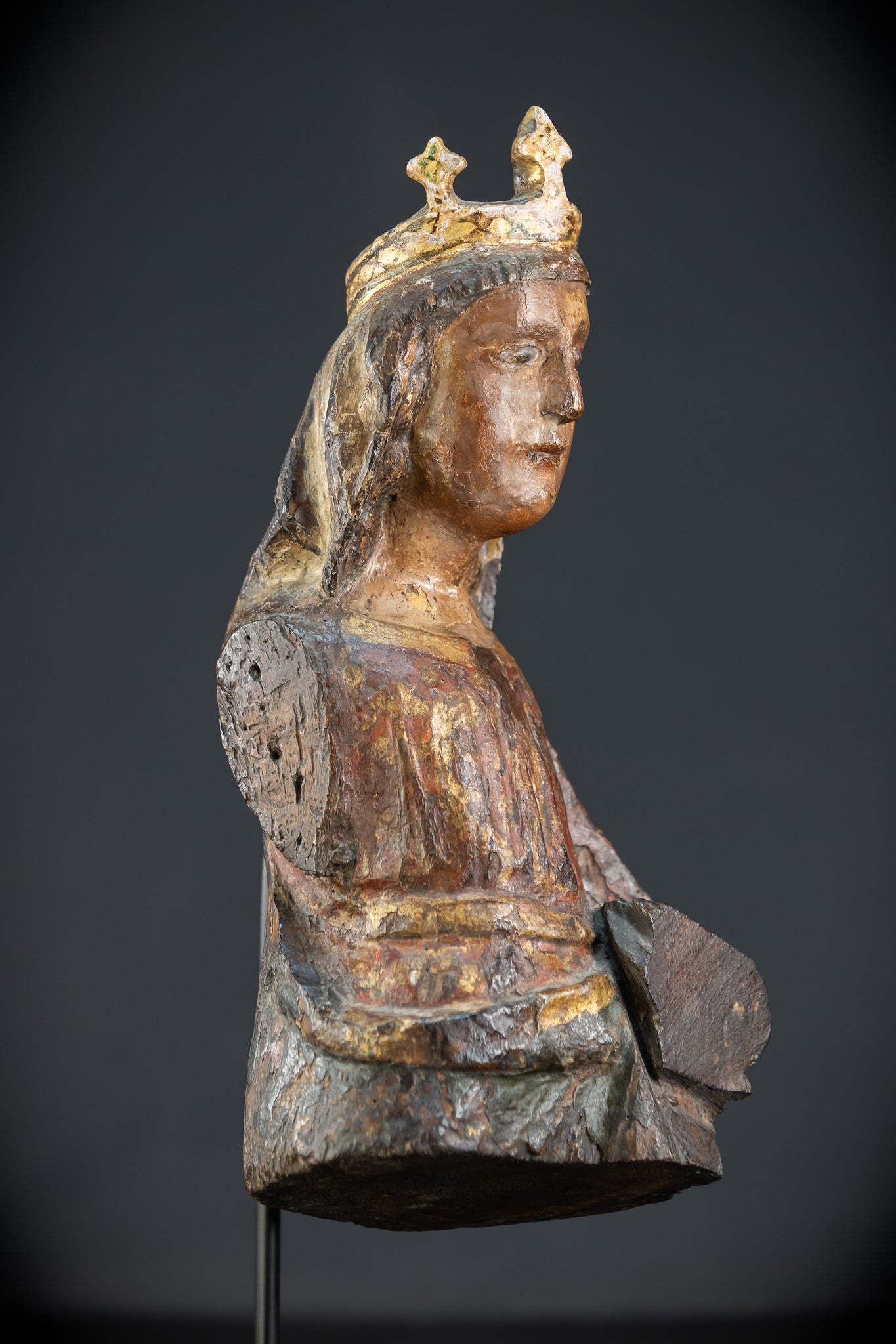 Saint Barbara Wooden Torso Sculpture | 1600s Antique