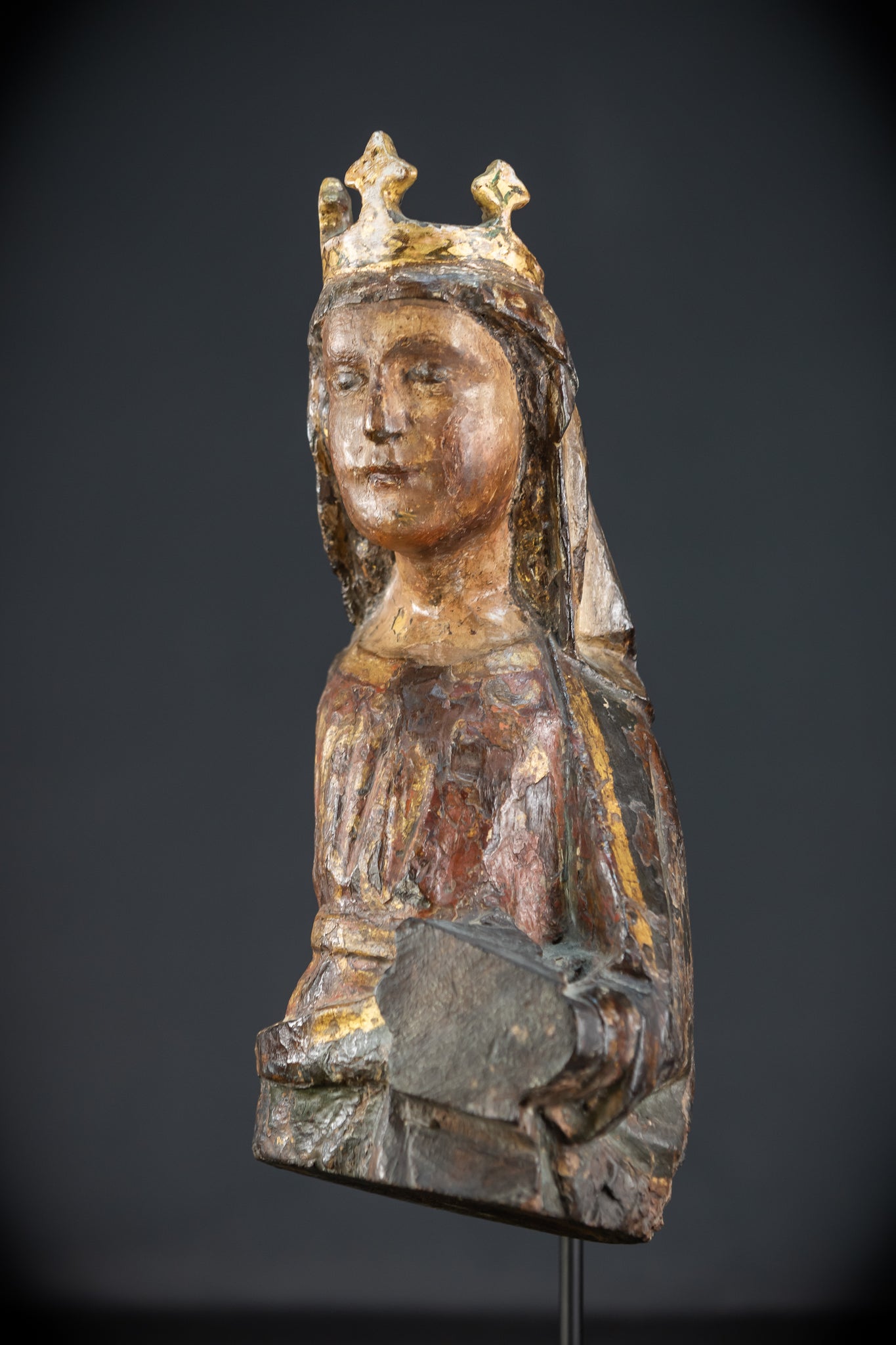 Saint Barbara Wooden Torso Sculpture | 1600s Antique