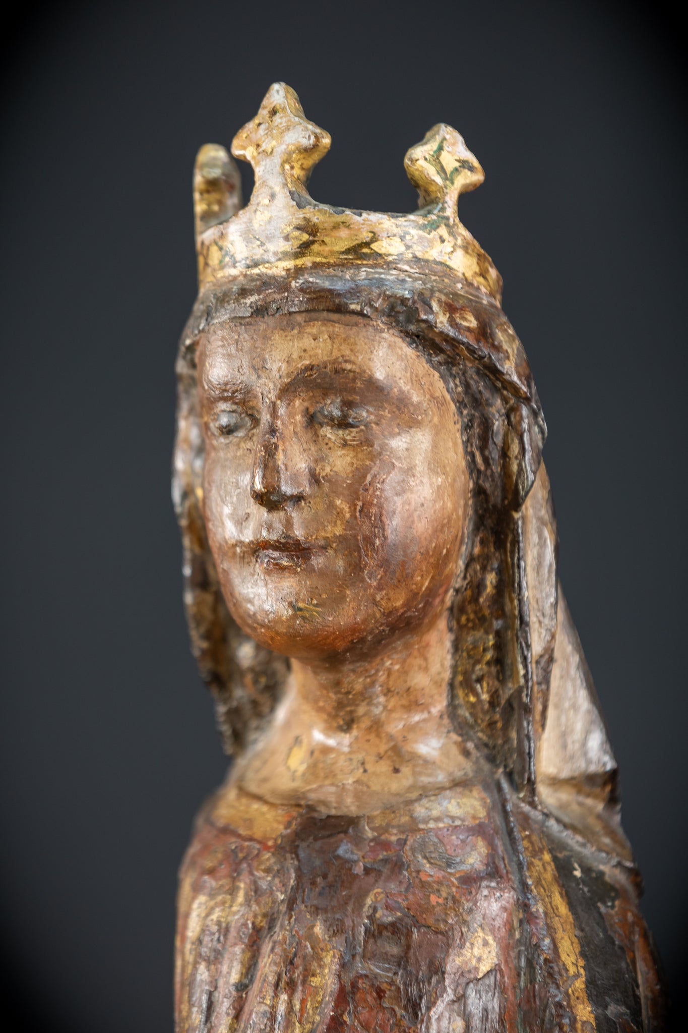 Saint Barbara Wooden Torso Sculpture | 1600s Antique