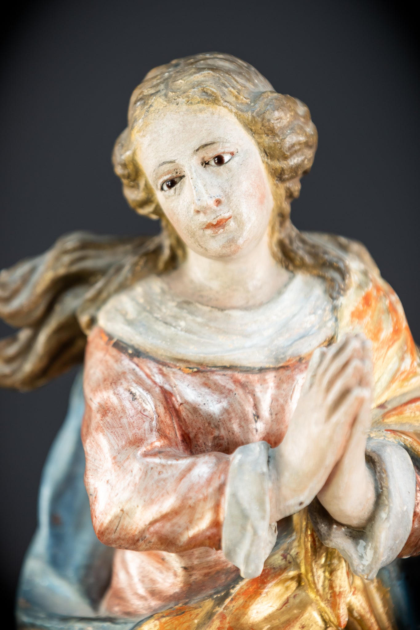 Immaculate Conception of Virgin Mary | Baroque Glass Eyes 1700s | 15.4" / 39 cm