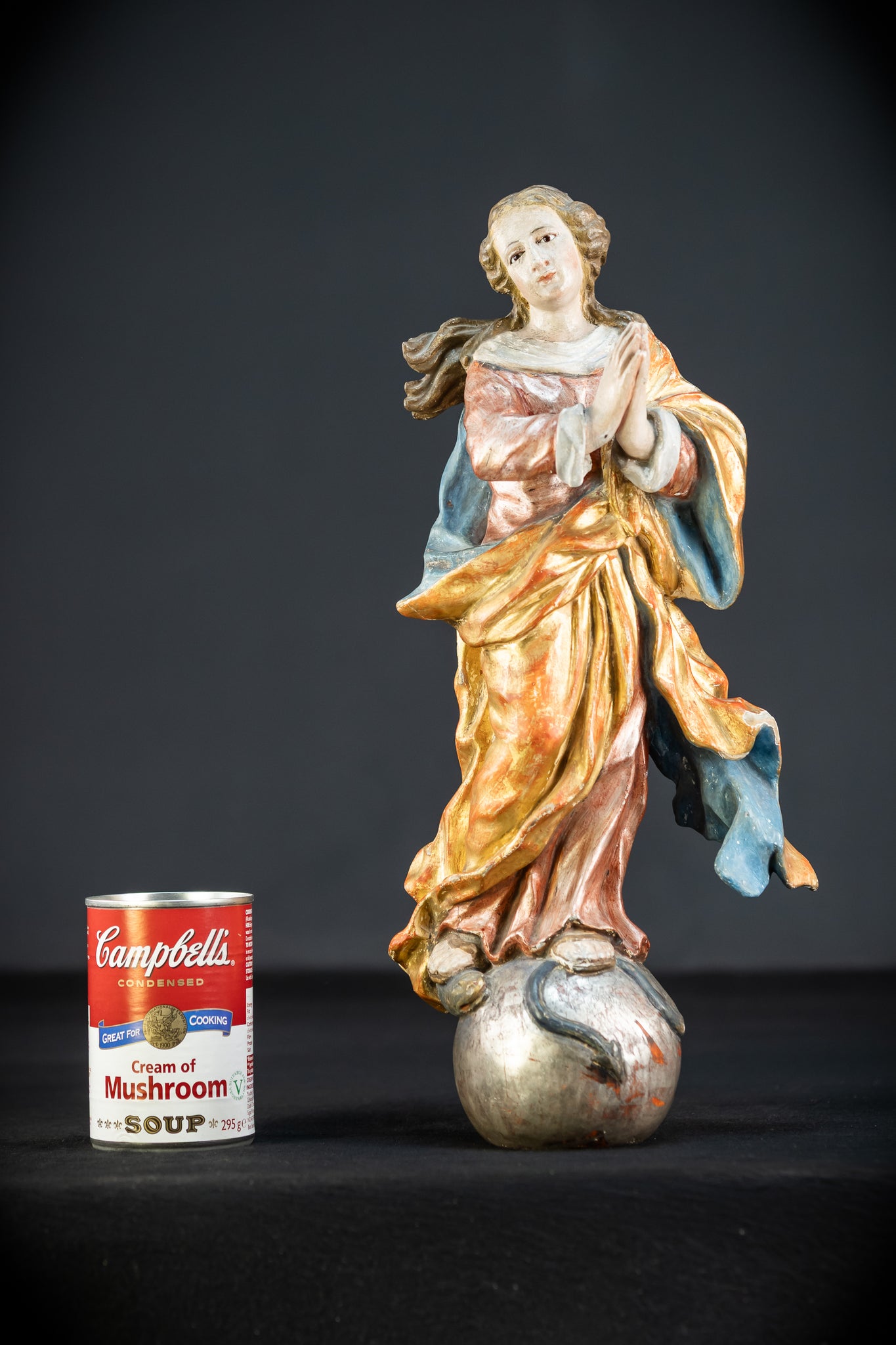 Immaculate Conception of Virgin Mary | Baroque Glass Eyes 1700s | 15.4" / 39 cm