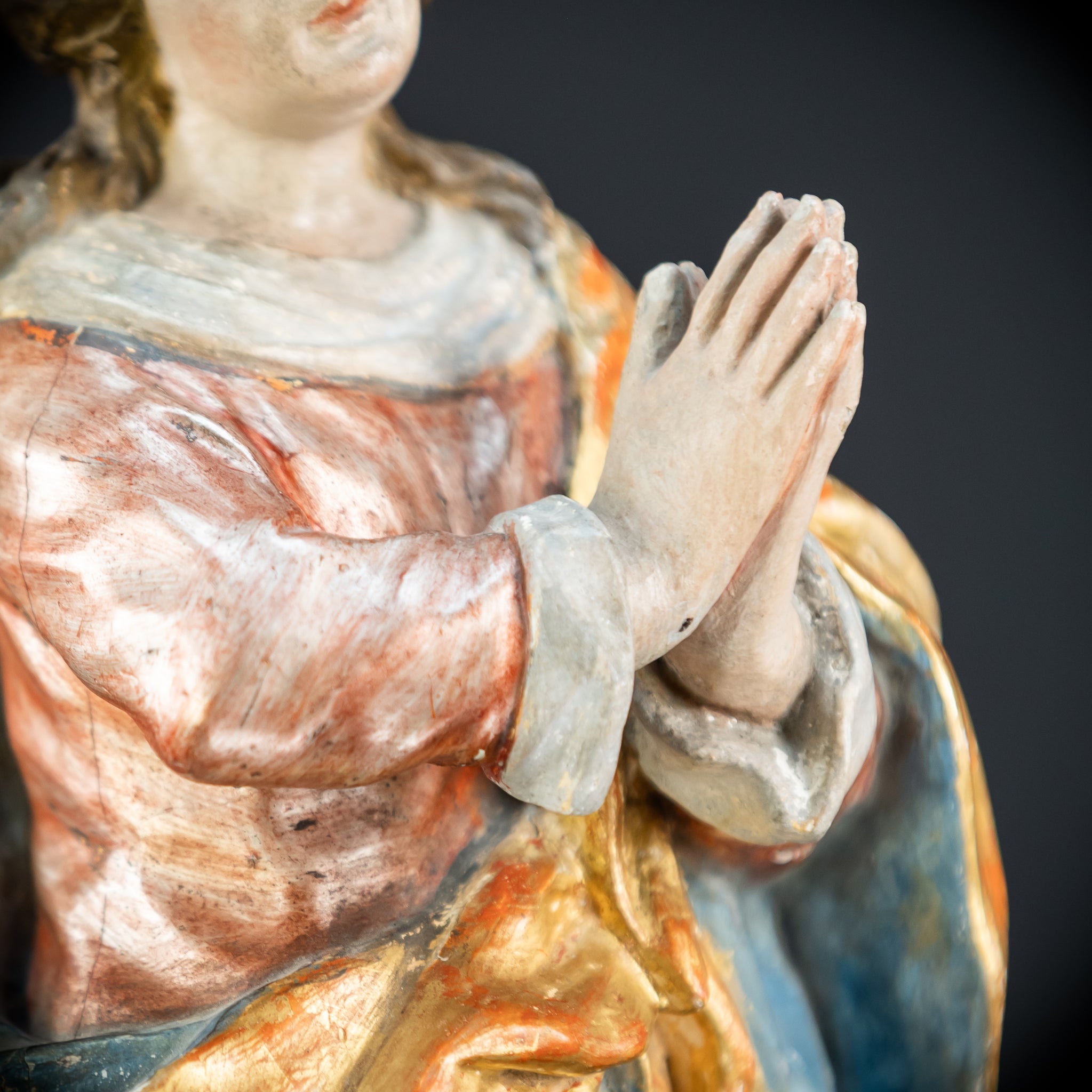 Immaculate Conception of Virgin Mary | Baroque Glass Eyes 1700s | 15.4" / 39 cm