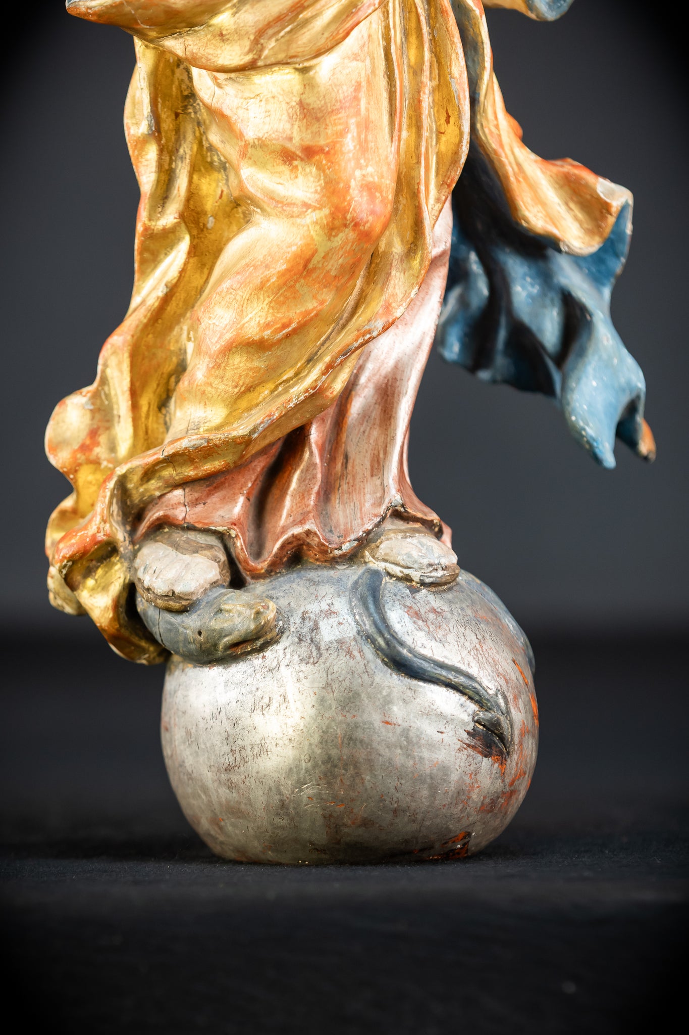 Immaculate Conception of Virgin Mary | Baroque Glass Eyes 1700s | 15.4" / 39 cm