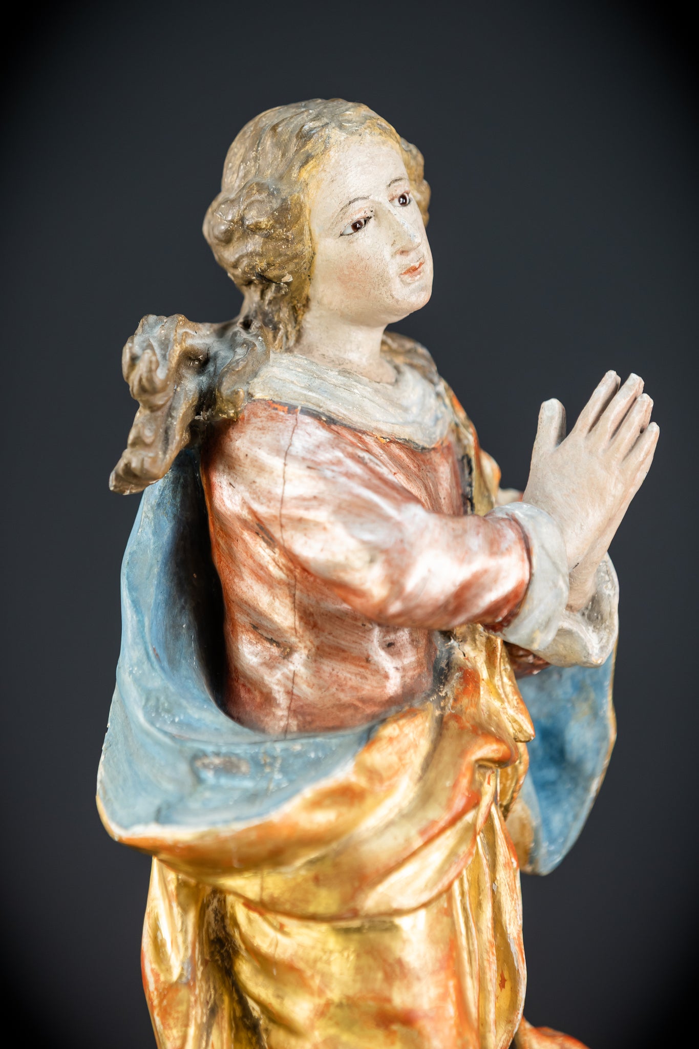 Immaculate Conception of Virgin Mary | Baroque Glass Eyes 1700s | 15.4" / 39 cm