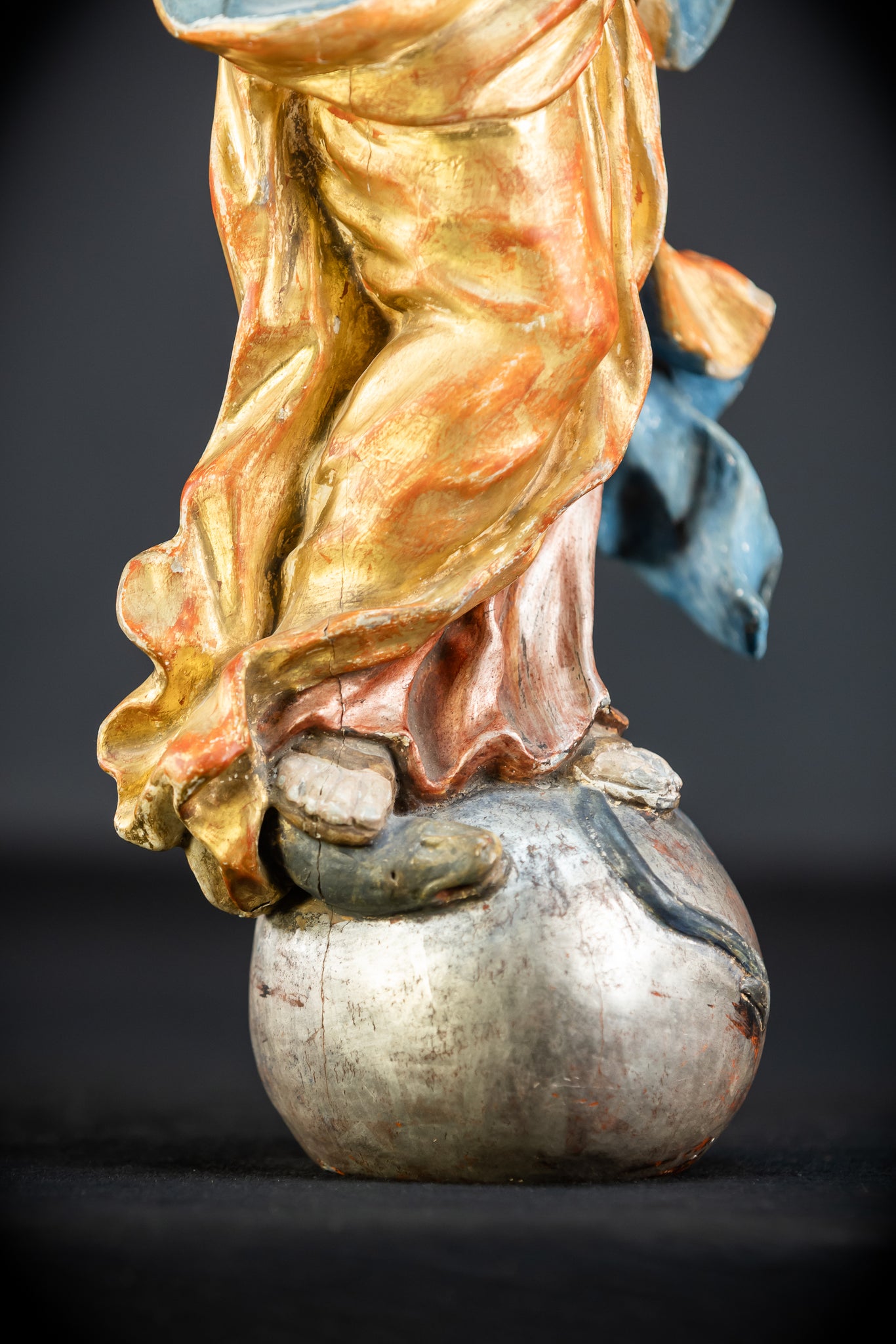 Immaculate Conception of Virgin Mary | Baroque Glass Eyes 1700s | 15.4" / 39 cm