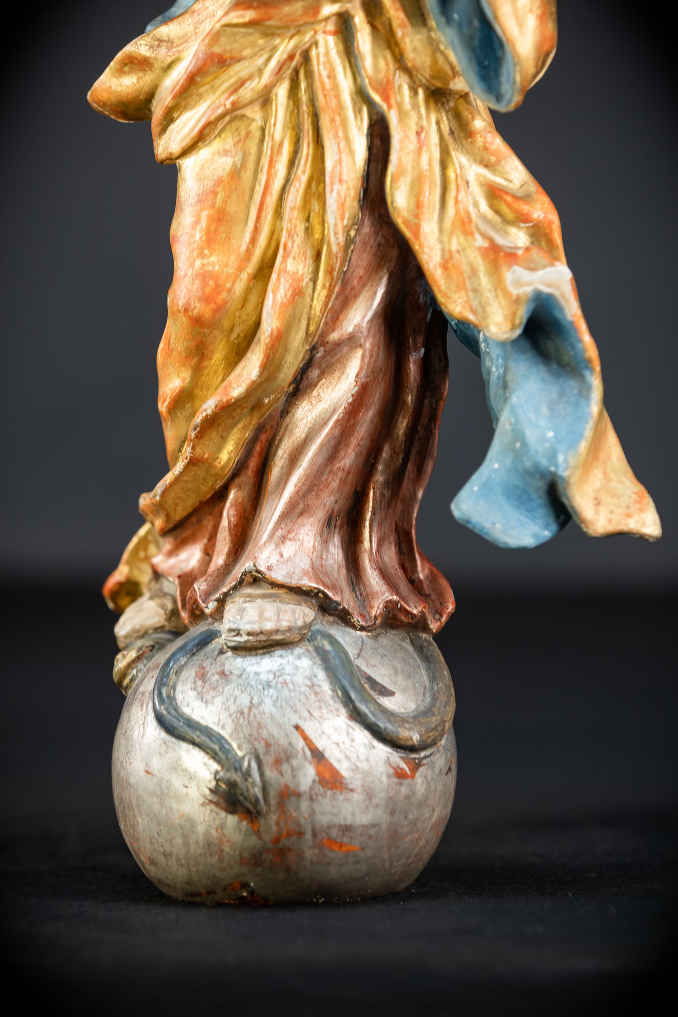 Immaculate Conception of Virgin Mary | Baroque Glass Eyes 1700s | 15.4" / 39 cm