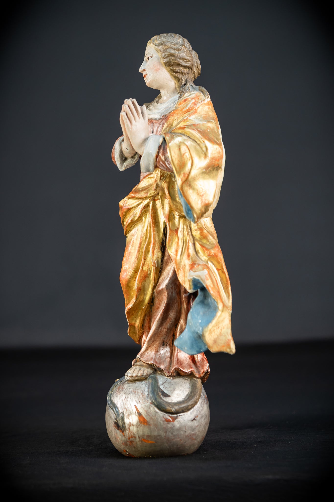 Immaculate Conception of Virgin Mary | Baroque Glass Eyes 1700s | 15.4" / 39 cm