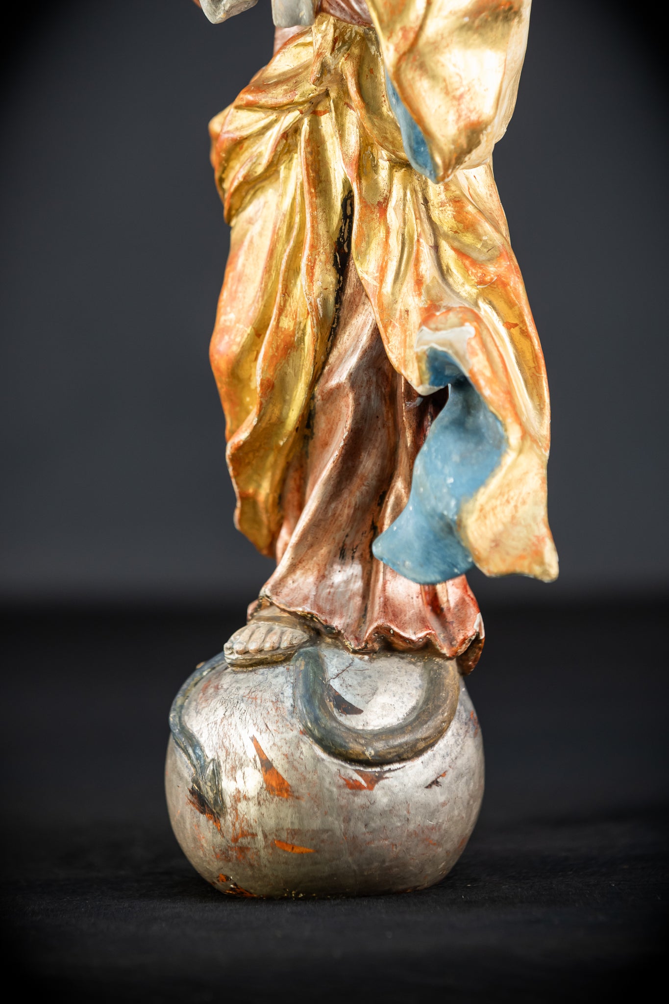 Immaculate Conception of Virgin Mary | Baroque Glass Eyes 1700s | 15.4" / 39 cm