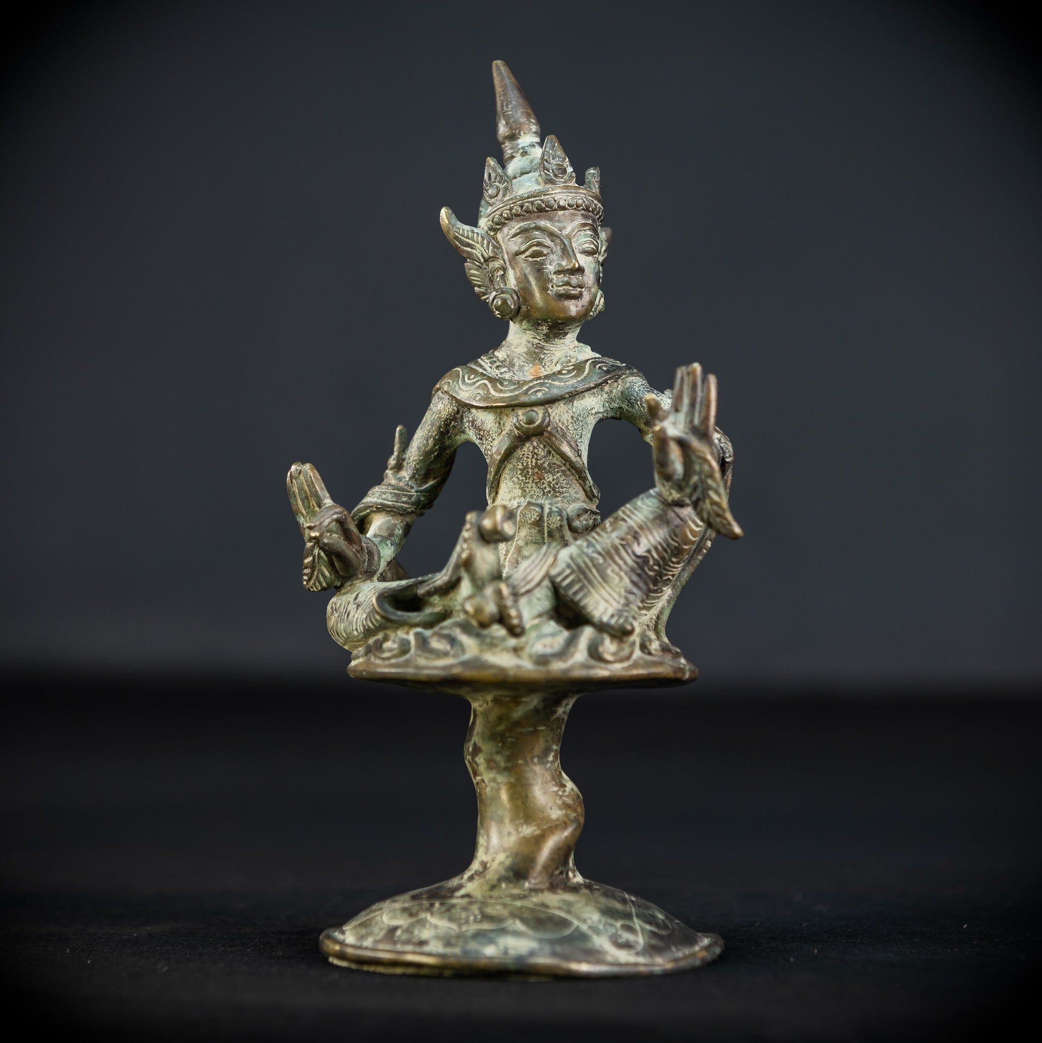 Bodhisattva on Rising Lotus Indonesian Bronze | 9.3" / 23.5 cm