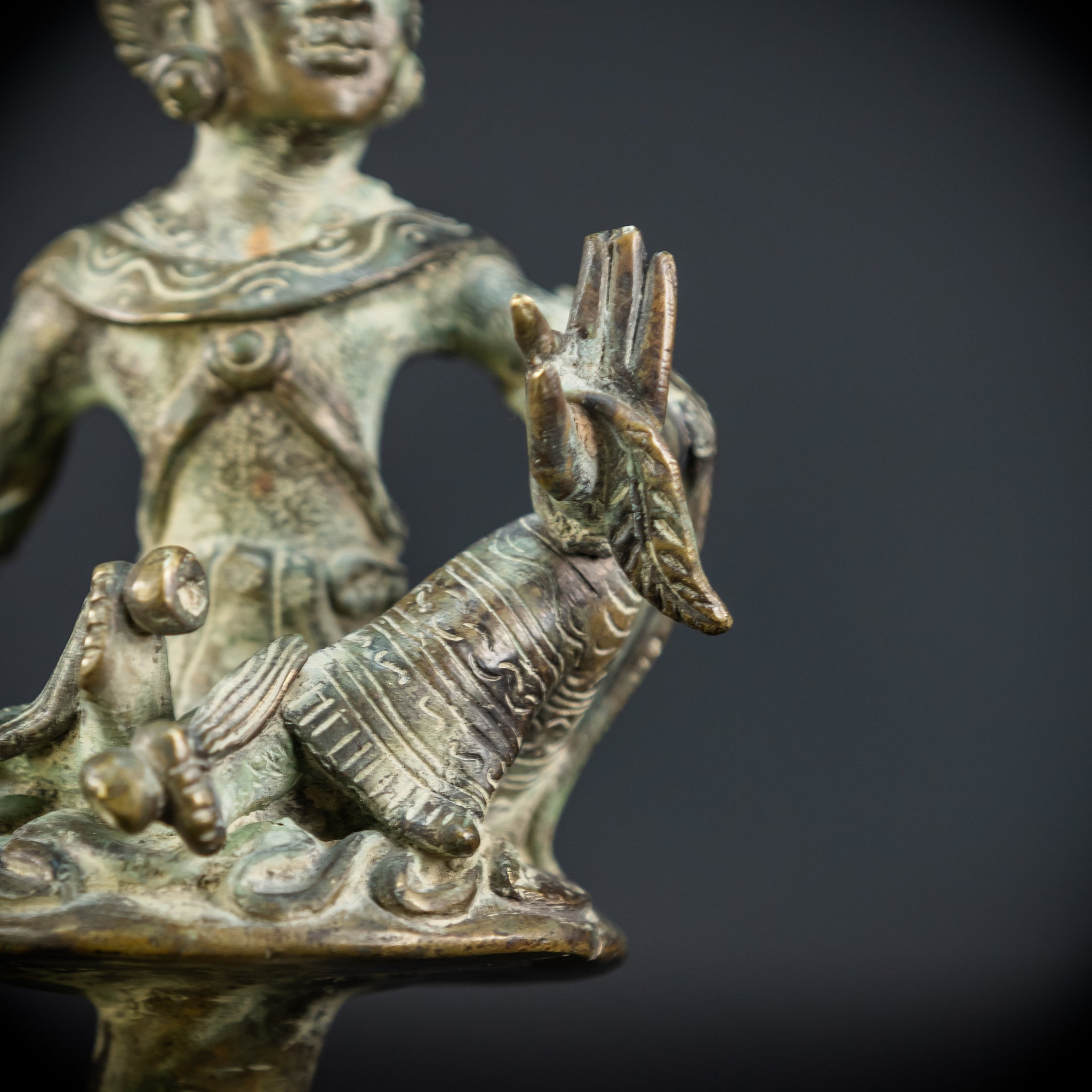 Bodhisattva on Rising Lotus Indonesian Bronze | 9.3" / 23.5 cm