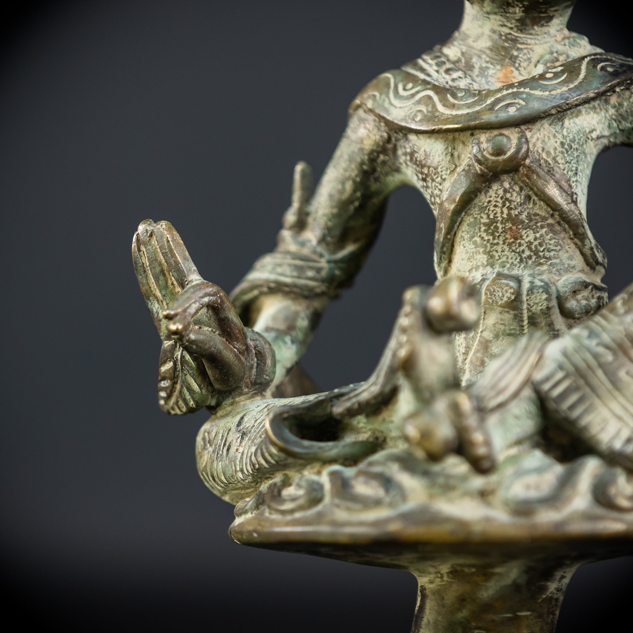 Bodhisattva on Rising Lotus Indonesian Bronze | 9.3" / 23.5 cm